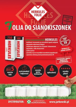 Folia do sianokiszonki słomy HERKULES 750mm BIAŁA